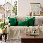 GIGIZAZA Green Velvet Pillow Covers 22x22 Decorative Pillows Pack of 2 | Throw - Image 3