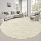 Round Area Rug Living Room: 8 ft Modern Washable Carpet Taupe | by FXRHLP