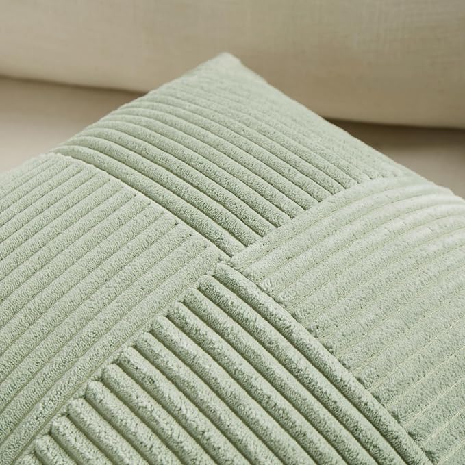 Fancy Homi 2 Packs Sage Green Euro Decorative Throw Pillow Covers 28x28 Inch - Image 3