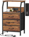Furnulem Night Stand with Charging Station, USB Ports and Outlets, 28.3 Inch by Furnulem