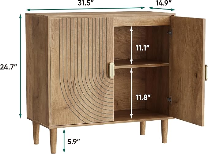 Smuxee Oak Sideboard Cabinet, Freestanding Buffet Cabinet - Image 2