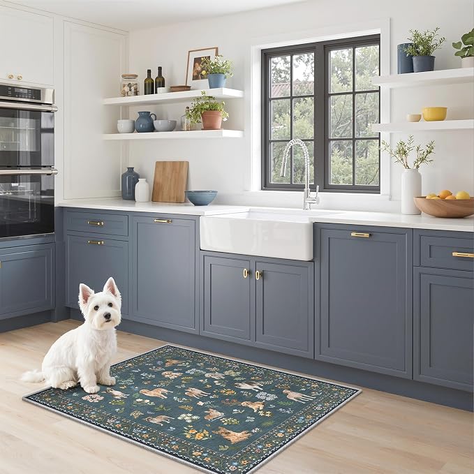 Soalmost 2x3 Dog Rugs for Entryway, Washable Door Mat Soft Rug Navy Blue | - Image 4