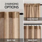 MIULEE Light Brown Linen Curtains 52x54 Inch Length 2 Panels - Image 3