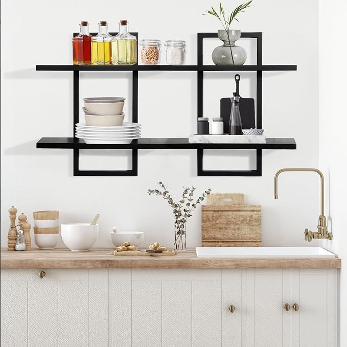 PHOENANCEE Floating Shelves for Wall, Display Hanging Shelf Set of 2, Modern - Image 5