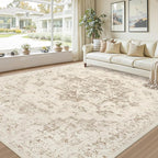 10x12 Area Rugs Living Room: Bedroom Washable Carpet Beige/Ivory | Large - Image 9