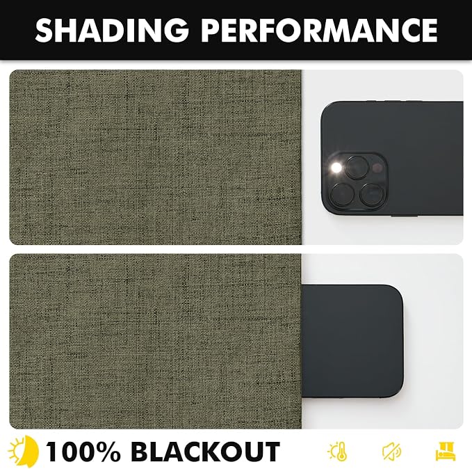 MIULEE 100% Blackout Linen Curtains 42 x 63 Inch Light Olive Green 2 Panels | - Image 7