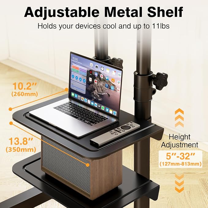 Mobile TV Stand Rolling TV Cart Floor Stand - Image 3