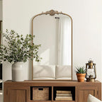 Besdomus Vintage Gold Arched Mirror: 24"x42" French Large Arch Gold Antique - Image 5