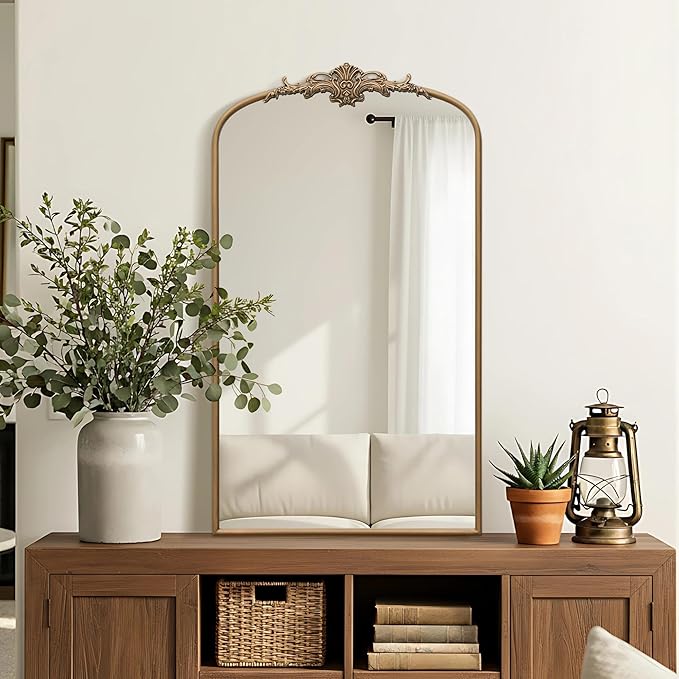 Besdomus Vintage Gold Arched Mirror: 24"x42" French Large Arch Gold Antique - Image 5