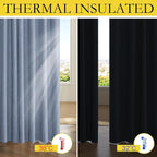 NICETOWN 100% Blackout Stone Blue Linen Curtains 90 inches Length - Image 6