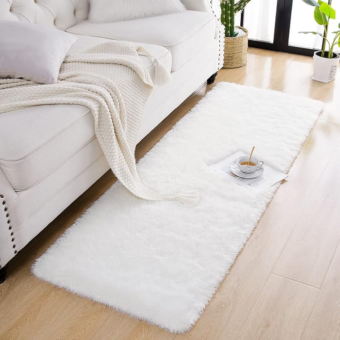 Chicrug Soft Runner Rugs for Bedroom Living Room Plush Fluffy Rug 2x8 | Shag - Image 4