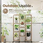Bamworld Plant Stand With Wheels Indoor Outdoor Wood Plants Shelf - Image 3
