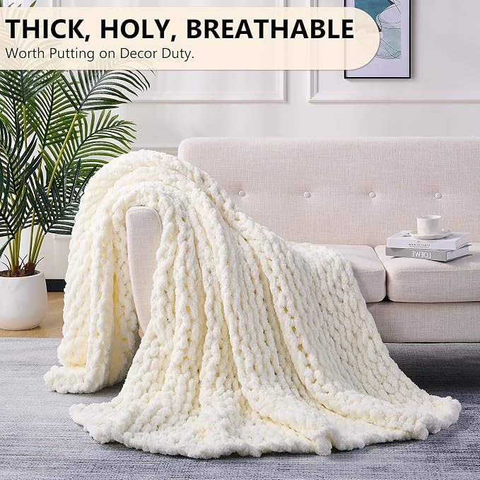 L'AGRATY Chunky Knit Throw Blanket - Image 4