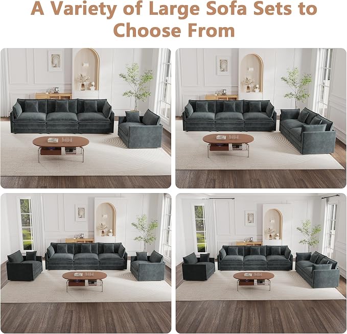 mikibama Luxury Oversized 3 Piece Sofa Set, 2 Pieces of 2 Seater and 1 Piece of - Image 7