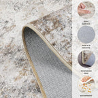 UERMEI 2x3 Entryway Area Rug Washable Neutral Brown Grey Small Carpet | Modern - Image 5
