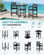 SERWALL Balcony Adirondack Chairs and Table 3 Pieces Set, Oversize Adirondack - Image 8