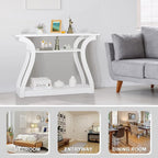 SUPER DEAL Wood Console Table for Entryway, 3 Tier Decorative Sofa Table - Image 4