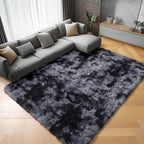 Rugs for Living Room Bedroom, 5x8 Fluffy Tie-Dyed Dark Grey Bedside Area Rug by ONASAR