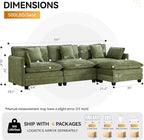 111'' Cloud Deep Seat Sectional Couch, Modern Comfy Chenille L Shaped Sectional - Image 2