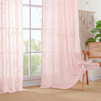 Linen Curtains 48 Inch Length Semi Sheer Light Filtering 2 Panels | Linen - Image 9