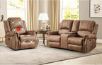 EBELLO 2-Piece Manual Recliner Sofa Set, Faux Leather Message Single Recliner by EBELLO