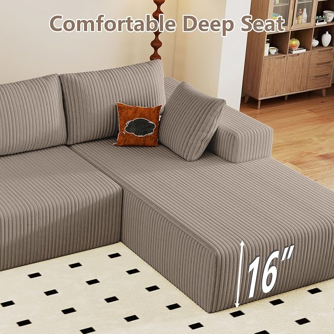 95" Cloud Sectional Couch with L-Shape Chaise, Modular Comfy Sofa Chaise Longue - Image 8