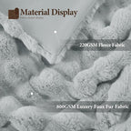 Luxury 1000GSM Faux Rabbit Fur Throw Blanket, Super Heavy Warm Cozy Grey - Image 4
