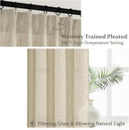 Warm Beige Flax Linen Memory Trained Pinch Pleated Sheer Curtains 90 Inches Long - Image 4