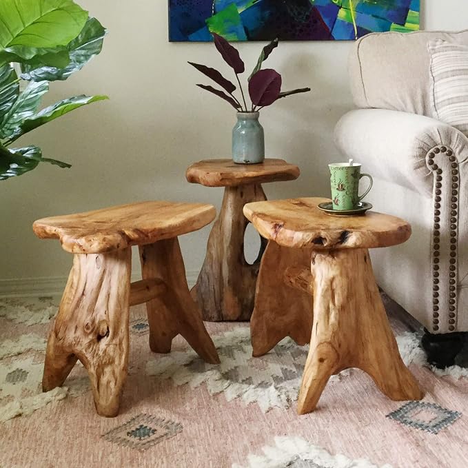 MISC Cedar Roots Natural Flower Stand Reclaimed Woods End Table Finish Wood - Image 2