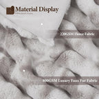 Luxury 1000GSM Faux Rabbit Fur Throw Blanket, Super Heavy Warm Cozy Grey - Image 2