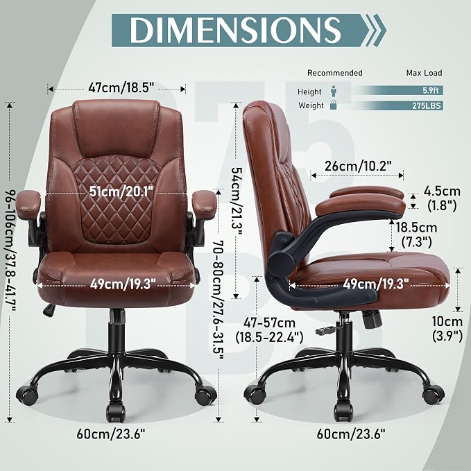 Leather Office Chair, PU Home Computer Desk Chairs - Image 3
