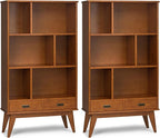 SIMPLIHOME Draper 35 inch Mid-Century Modern 6 Cubbie Bookcase by SimpliHome