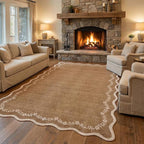 GarveeHome Scalloped Area Rugs 8x10 Large Brown Washable Living Room Rug | Soft by GarveeHome