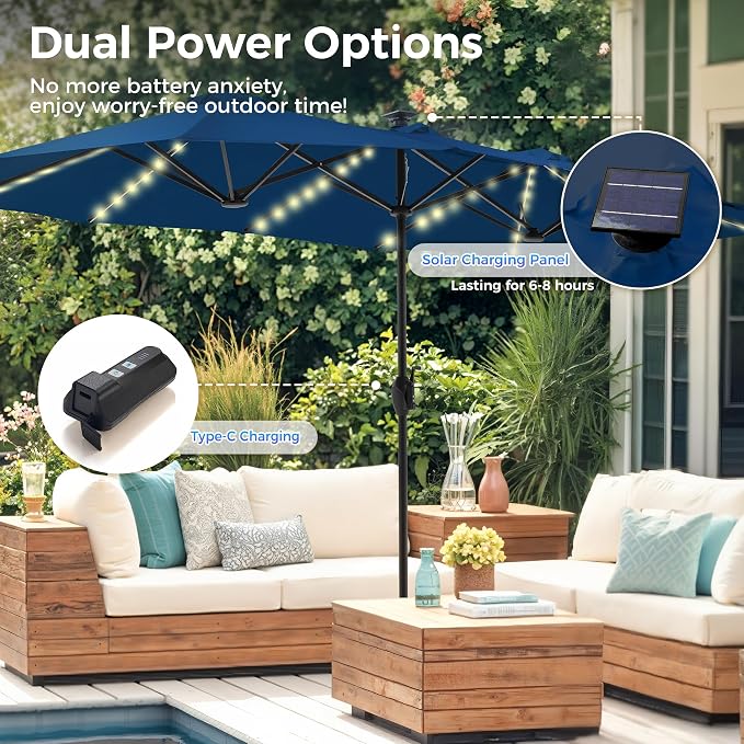SUPERJARE 13ft Outdoor Patio Umbrella - Image 3