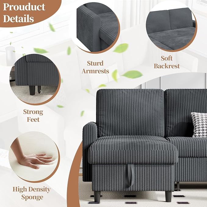 Walsunny 77" Sectional Sleeper Sofa - Image 6