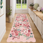 DUKINO 3x8 Kitchen Runner Rug, Soft Floral Washable Rug by DUKINO