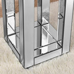 Mirrored End Table Square with Crystals, 2-Tier Modern Small Sofa Table with - Image 6