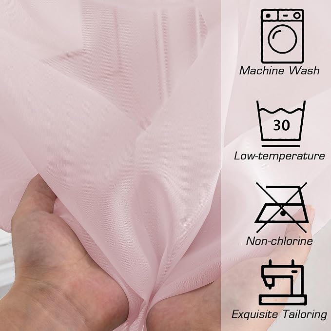 Sheer Curtains 54 Inch Length 2 Panels Set, Blush Sheer Curtain - Image 3