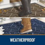 OLANLY Front Door Mat Outside 47x17, All-Season Absorbent Rubber Doormat | Grey - Image 3