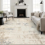 5x7 Area Rug Living Room: Modern Washable Soft Carpet Beige Brown | - Image 5