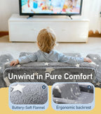 3-in-1 Extra Wide Convertible Kids Couch, Flip Open Toddler Couch to Lounger - Image 4