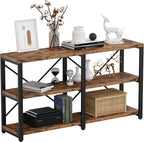 IRONCK Bookshelf Double Wide 55 in 3-Tier, Industrial Bookcases, Wood and Metal - Image 7