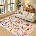 PLHXFR 6x9 Area Rug Living Room: Floral Washable Boho Soft Carpet Beige | by PLHXFRSoftAreaRugs