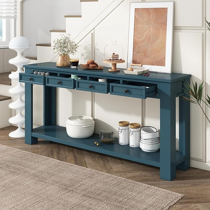 LKTART Solid Wood Console Table, 63 in Long Sofa Table Entryway Table - Image 4