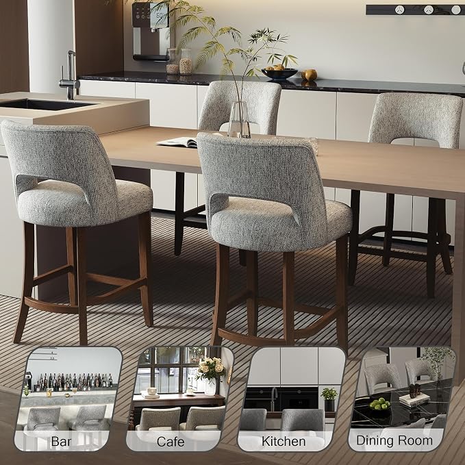 VKNOW Bar Stools Set of 6, Modern Counter Stools - Image 4