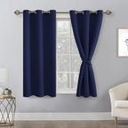 Short Blackout Curtains for Bedroom Navy Blue 38 x 45 Inch 2 Panels | Thermal - Image 8