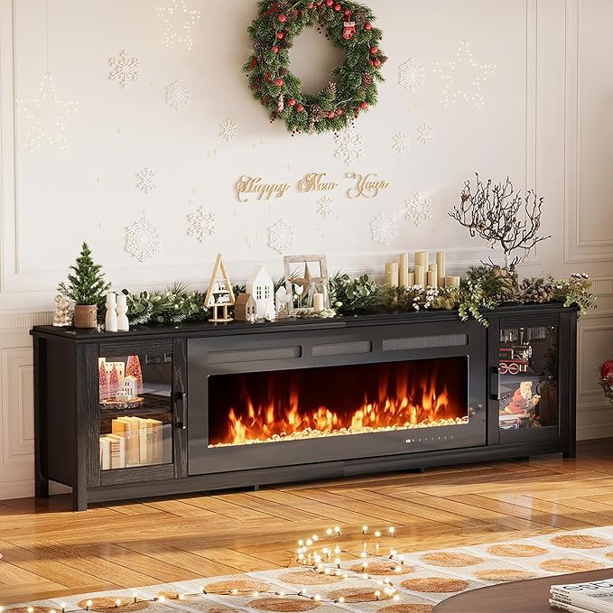 MXV 80" Fireplace TV Stand, Modern Entertainment Center - Image 7