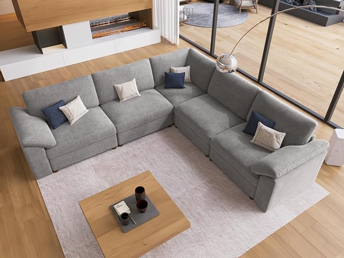 EASE MOOSE Oversized L Shape Sectional Modular Sofa，Comfty Chenille Sectional by EASEMOOSE