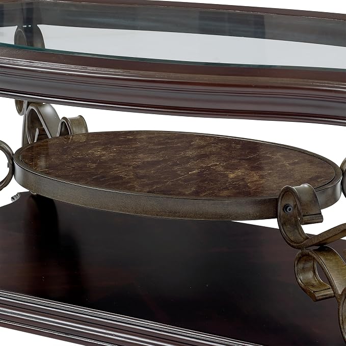 52'' Dark Brown Retro Wooden Coffee Table - Image 7