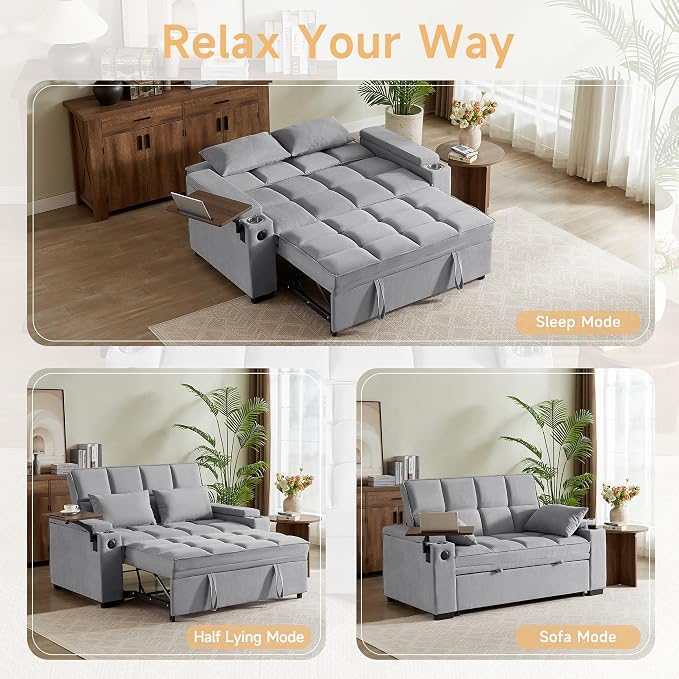 Auvsoce 65" Sleeper Sofa Bed Loveseat, Convertible Couch - Image 7